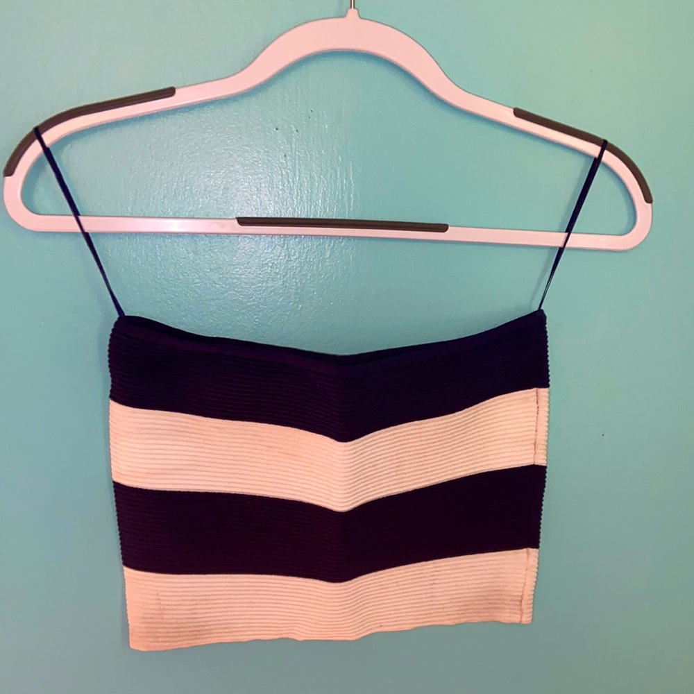 Pacsun White and Navy Blue Tub Top